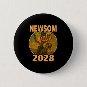 Gavin Newsom 2028 - Fett Patriotic Leader Riding D Button