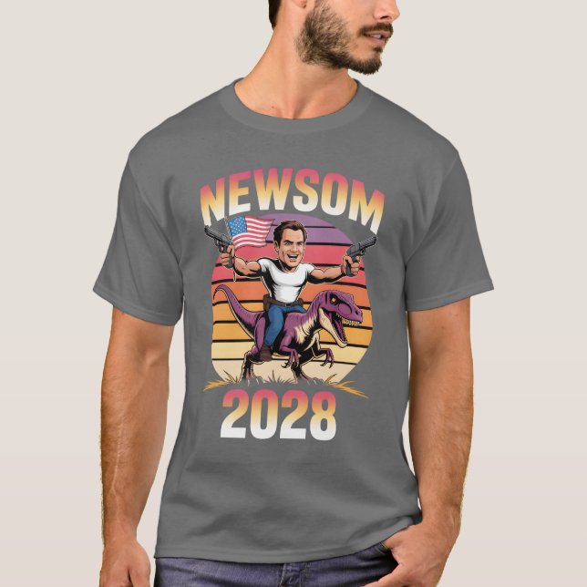 Gavin Newsom 2028 - Fett Patriotic Leader Riding D T-Shirt (Vorderseite)