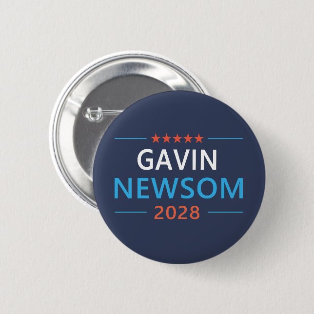 Gavin Newsom 2028 für den Präsidenten Button (Vorne & Hinten)