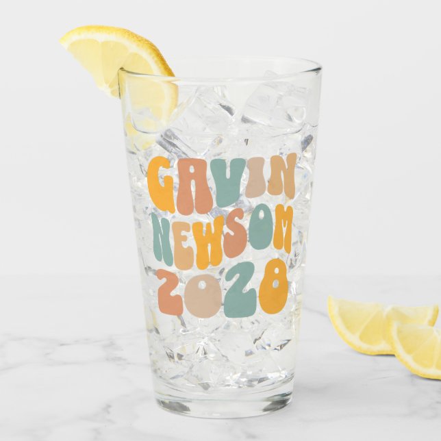 Gavin Newsom 2028 für den Text von Präsident Wavy Glas (Vorderseite Ice)