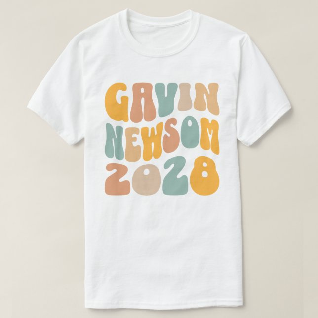 Gavin Newsom 2028 für den Text von Präsident Wavy T-Shirt (Design vorne)