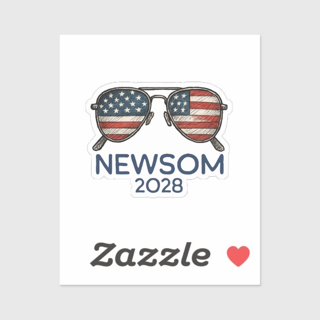Gavin Newsom 2028 für Präsident Sonnenbrille Aufkleber (Blatt)
