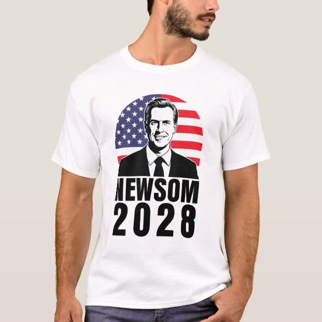 Gavin Newsom 2028 für Präsidentin Amerikanische Fl T-Shirt (Vorderseite)