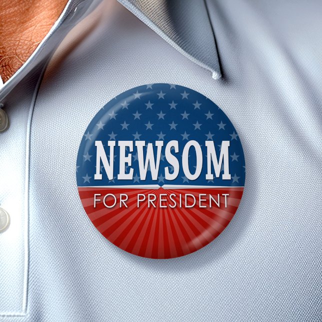 Gavin Newsom Campaign US Flagge Button (Gavin Newsom 2024 Button - Great Campaign and Rally button for the Next Election)
