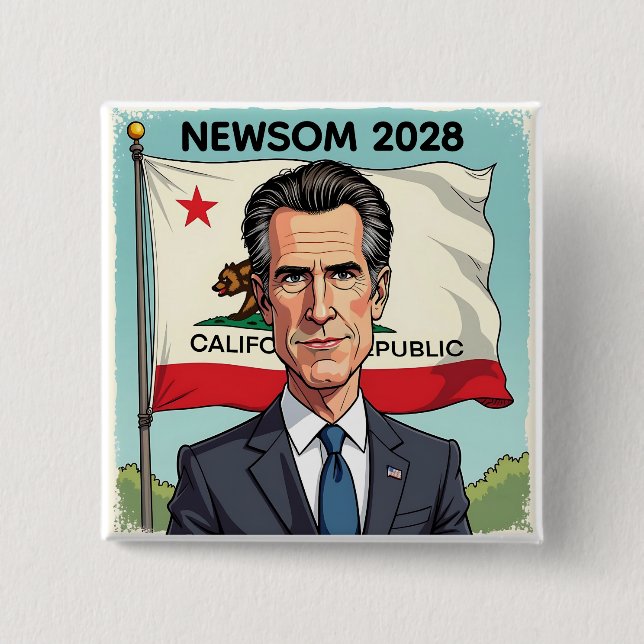 Gavin Newsom für Präsident 2028 Button (Vorderseite)