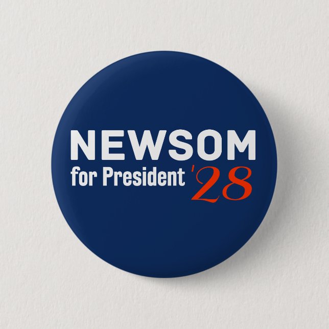 Gavin Newsom für Präsident 2028 Knopf Button (Vorderseite)