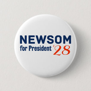 Gavin Newsom für Präsident 2028 weißer Knopf  Button