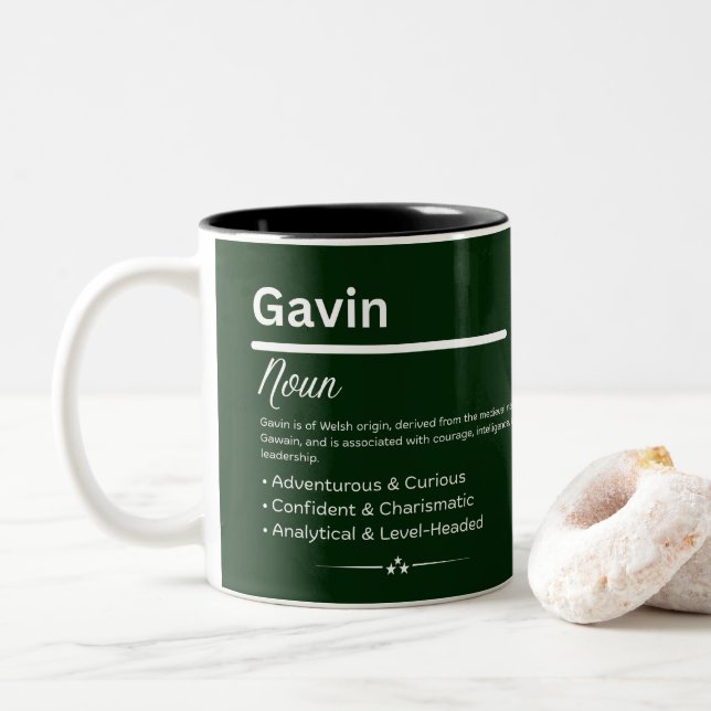 Gavin Personalized Name Zweifarbige Tasse (Mit Donut)