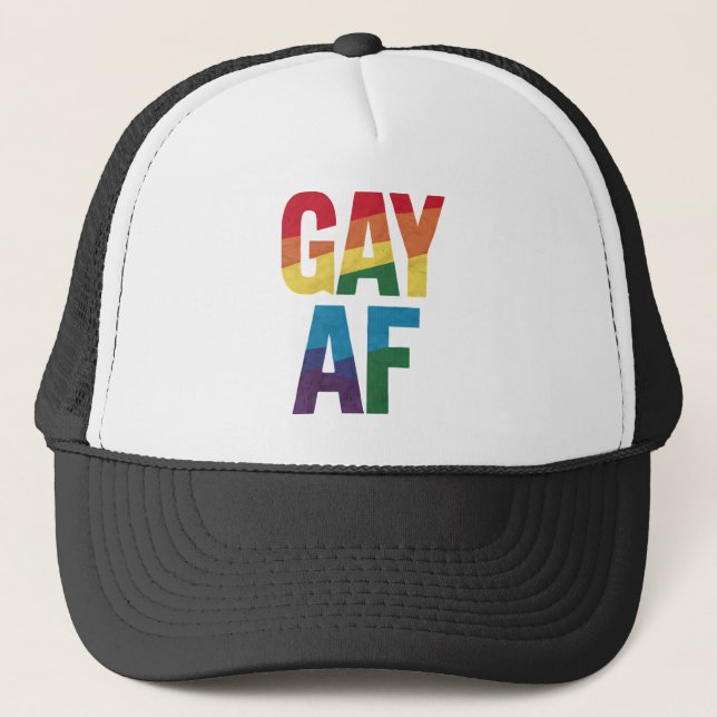 Gay AF LGBT Pride Gay Gift Monat Truckerkappe (Vorderseite)
