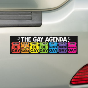 Gay Agenda Funny LGBT Autoaufkleber