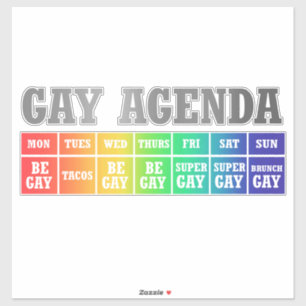Gay Agenda   Rainbow Ombre Funny Gay Pride Aufkleber