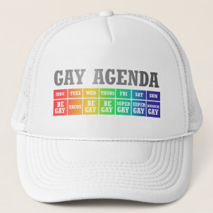 Gay Agenda   Rainbow Ombre Funny Gay Pride Truckerkappe
