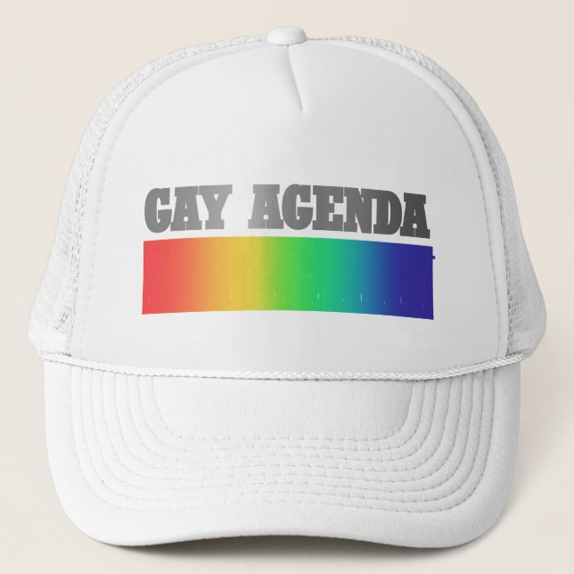 Gay Agenda | Rainbow Ombre Funny Gay Pride Truckerkappe (Vorderseite)