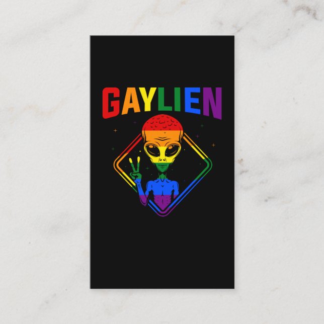 Gay Alien LGBTQ Prix farbenfrohe Regenbogensignatu Visitenkarte (Vorderseite)