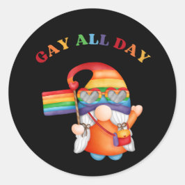 Gay All Day farbenfrohe Flagge Runder Aufkleber