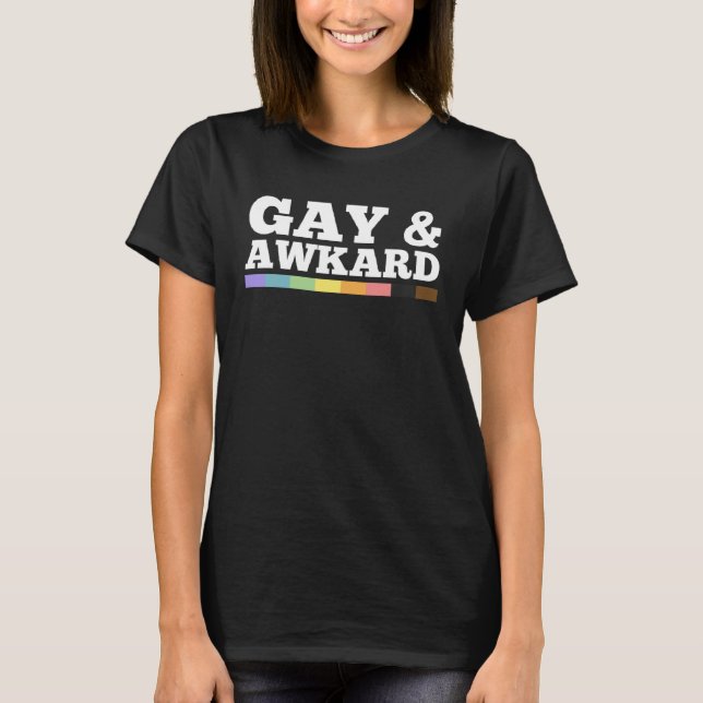 Gay And Awkward Queer LGBTQ Pride Flag Minimalist  T-Shirt (Vorderseite)
