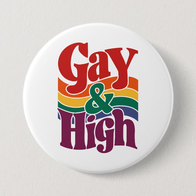 Gay-and-High-Retro-LGBTQ-Flag Button (Vorderseite)