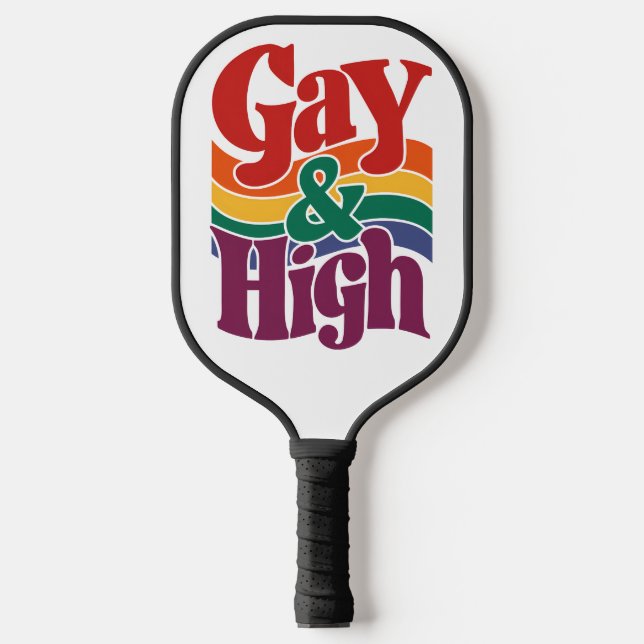 Gay-and-High-Retro-LGBTQ-Flag Pickleball Schläger (Vorderseite)