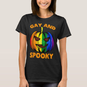 Gay and Spooky Halloween Rainbow Pumpkin LGBTQ+ Ga T-Shirt