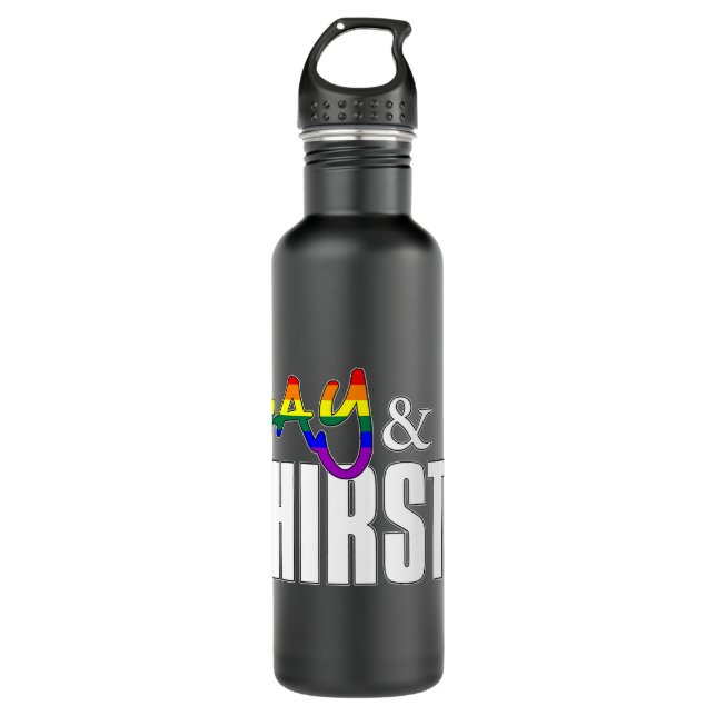 Gay and Thirsty - LGBTQ Pride Flag   Edelstahlflasche (Vorderseite)