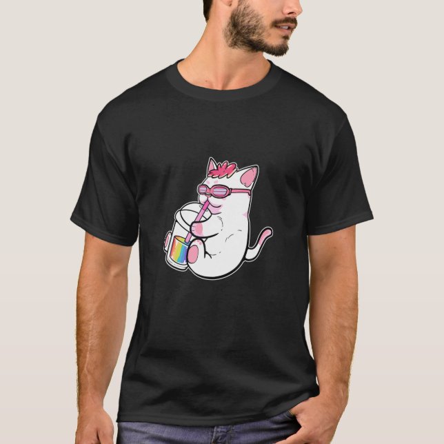 Gay Anime Cat Girl Bubble Tea Manga Abbildung Boba T-Shirt (Vorderseite)