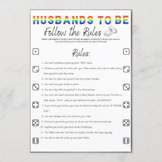 Gay Bachelor Party Game, folgen Sie den Regeln Einladung