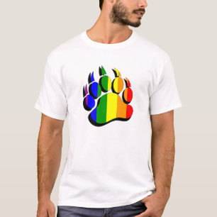 Gay-Bär-Kralle Regenbogen mit schwarzem Schatten - T-Shirt
