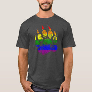 GAY BEAR Bear Paw Rainbow Flag T-Shirt