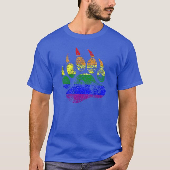 GAY BEAR Bear Paw Rainbow Flag T-Shirt (Vorderseite)
