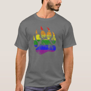GAY BEAR Bear Paw Rainbow Flag T-Shirt