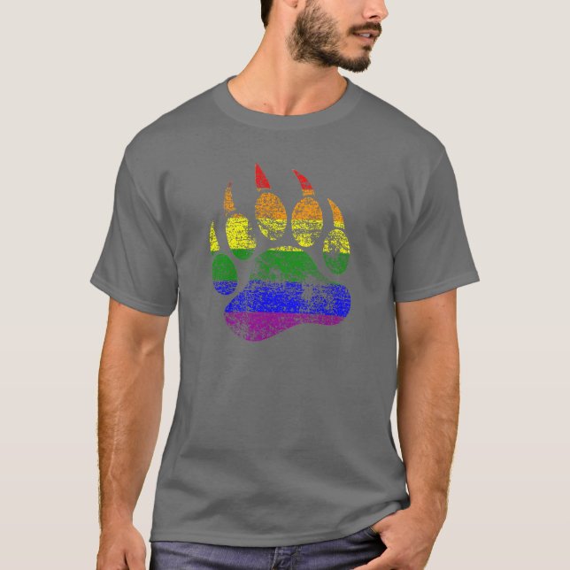 GAY BEAR Bear Paw Rainbow Flag T-Shirt (Vorderseite)
