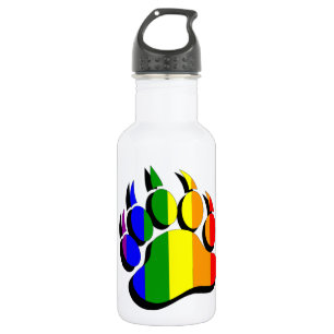 Gay Bear Calle Regenbogen mit schwarzem Schatten Trinkflasche