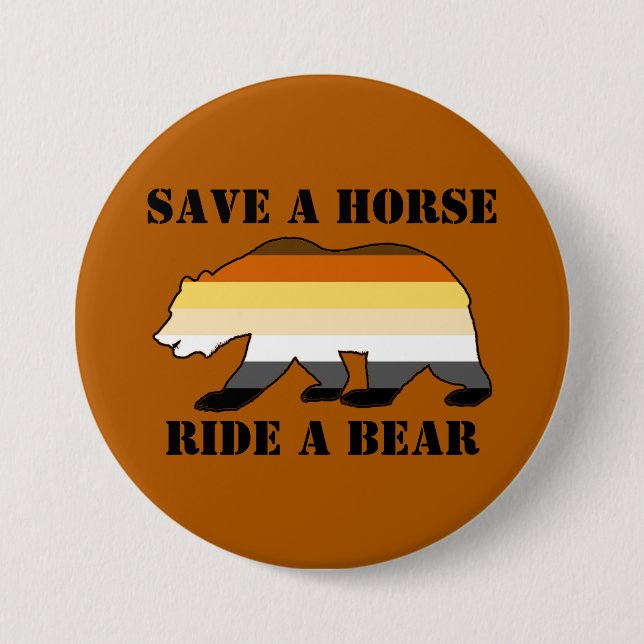 Gay Bear Colors retten Pferdereiten Button (Vorderseite)