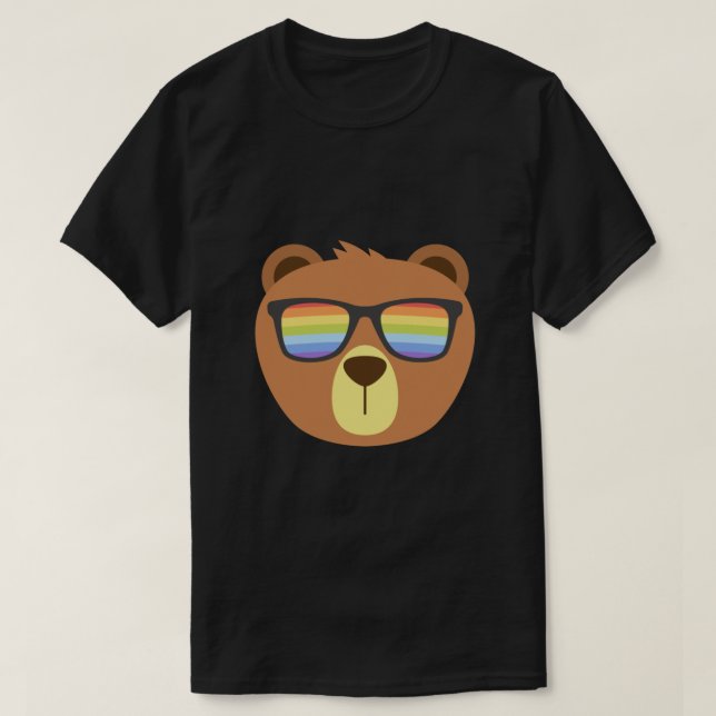 Gay Bear Lgbt Rainbow Sunglassys  T-Shirt (Design vorne)
