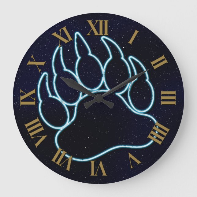GAY BEAR PAAR NEON BLUE AUF STARRY MIDNIGHT BLUE GROßE WANDUHR (Vorderseite)