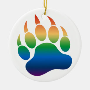 Gay Bear Paw Gradient Rainbow-ornoment Keramik Ornament
