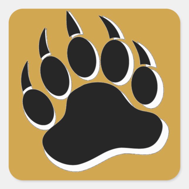Gay Bear Paw mit 3D-Effekt auf braune Rückenaufkle Quadratischer Aufkleber (Vorderseite)