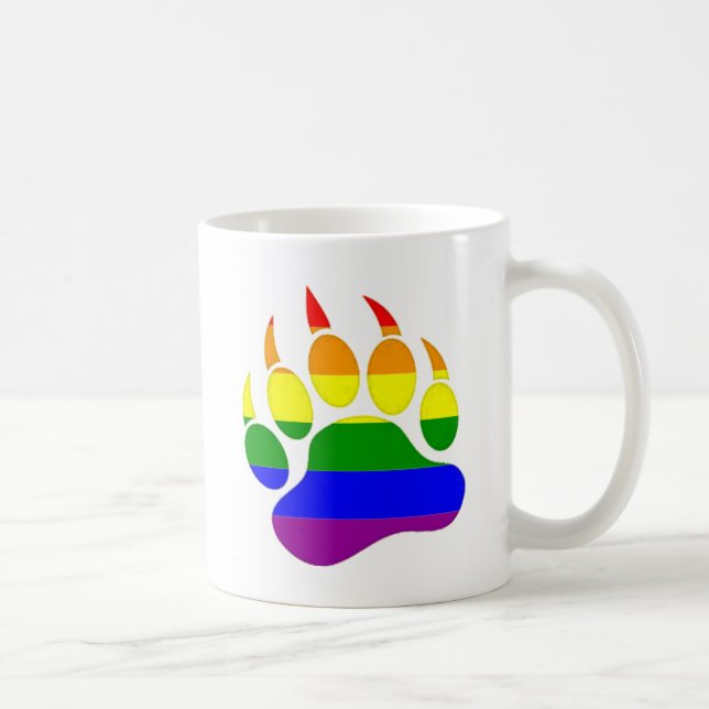 Gay Bear paw Rainbow Flag Tasse (Rechts)