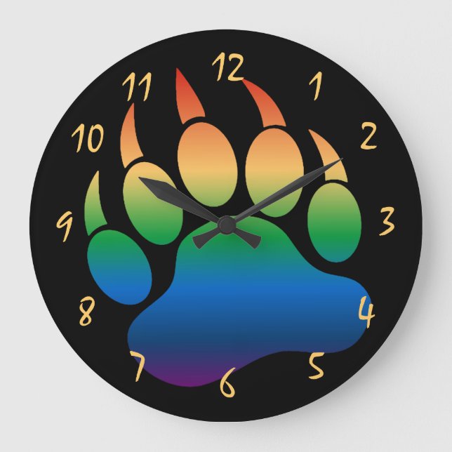 Gay Bear Pride Black Große Wanduhr (Vorderseite)