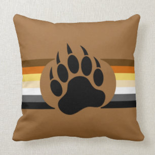 Gay Bear Pride Farben Streifen und Bärenpranke Kissen