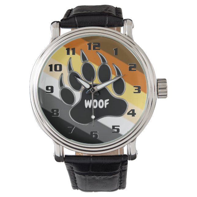 Gay Bear Pride Flag Bären Paw Woof Armbanduhr (Vorderseite)