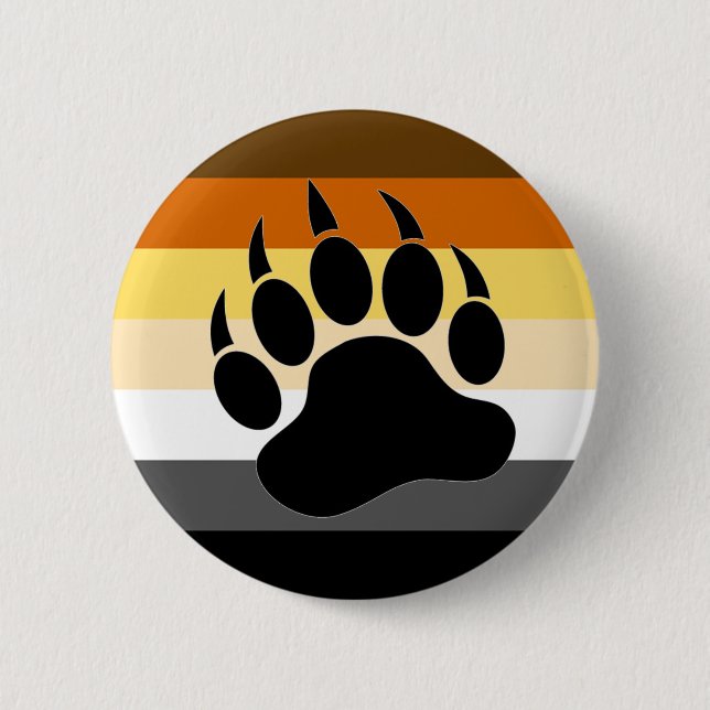 Gay Bear Pride Flag Bear Paw Button (Vorderseite)