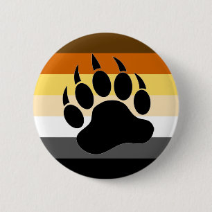 Gay Bear Pride Flag Bear Paw Button