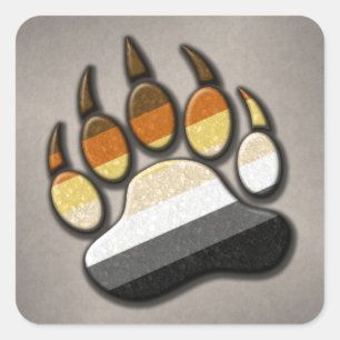 Gay Bear Pride Flag farbiges Paw Symbol Quadratischer Aufkleber