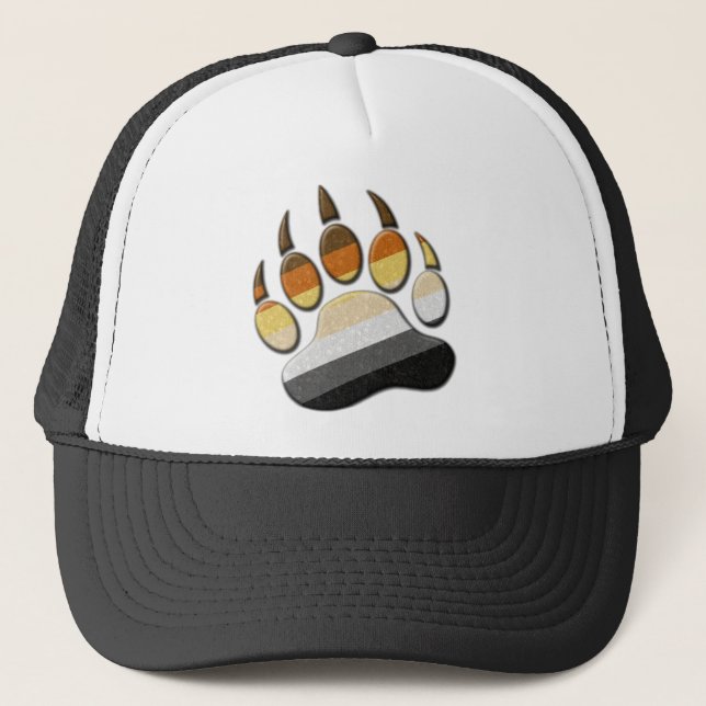Gay Bear Pride Flag farbiges Paw Symbol Truckerkappe (Vorderseite)