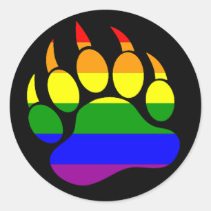 GAY BEAR PRIDE RAINBOW BEAR PAAR SCHWARZ RUNDER AUFKLEBER