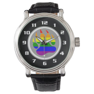 Gay Bear Pride Rainbow Bear Paw Armbanduhr