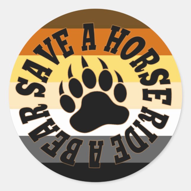 Gay Bear Pride retten Pferdereiten Runder Aufkleber (Vorderseite)