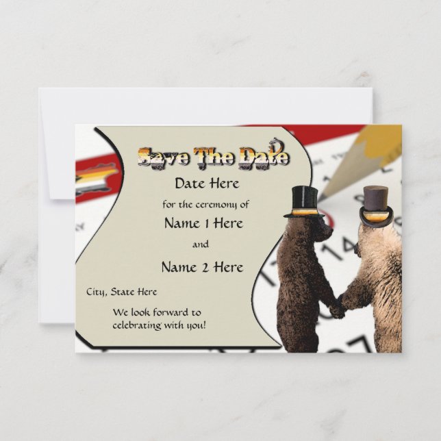 Gay Bear Wedding oder Zeremonie Rett-the-Date Card Einladung (Vorderseite)