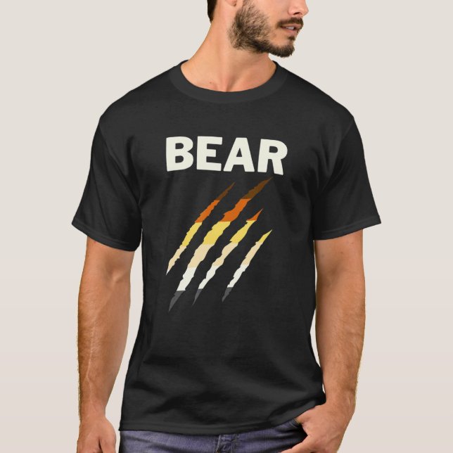 Gay Bear  with Bear Pride Flag Gay Daddy T-Shirt (Vorderseite)